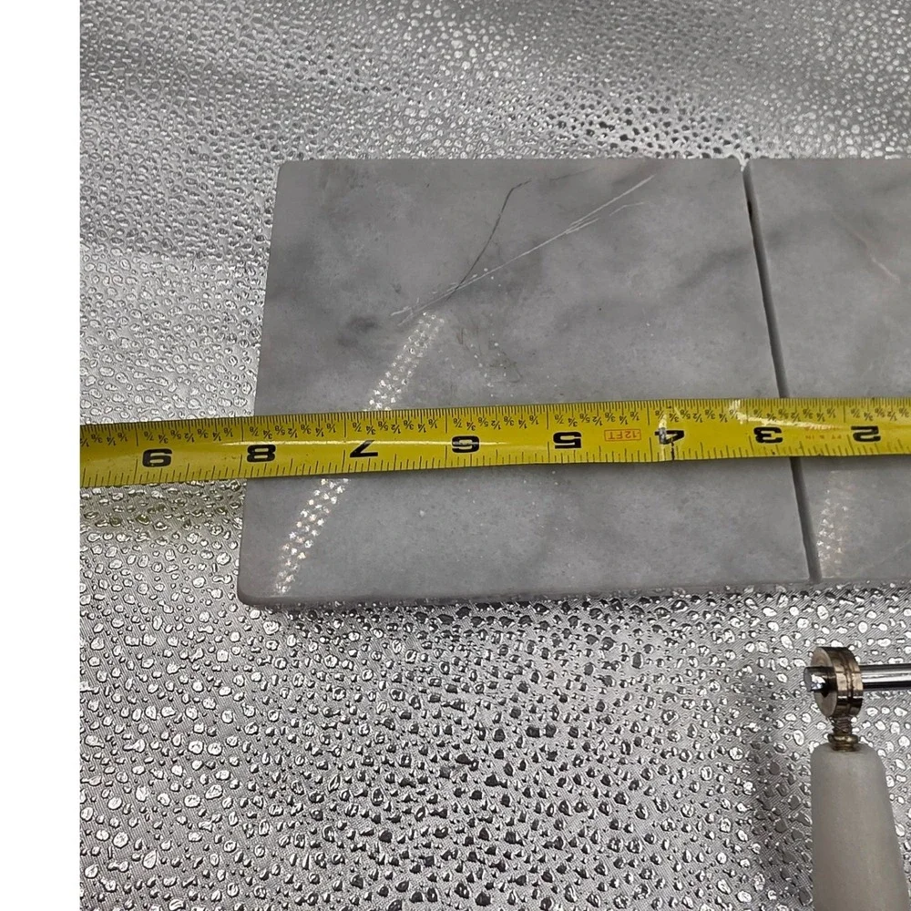 Grey Marble Cheese Slicer Board Stainless Steel Wire Cutter Charcuterie O2